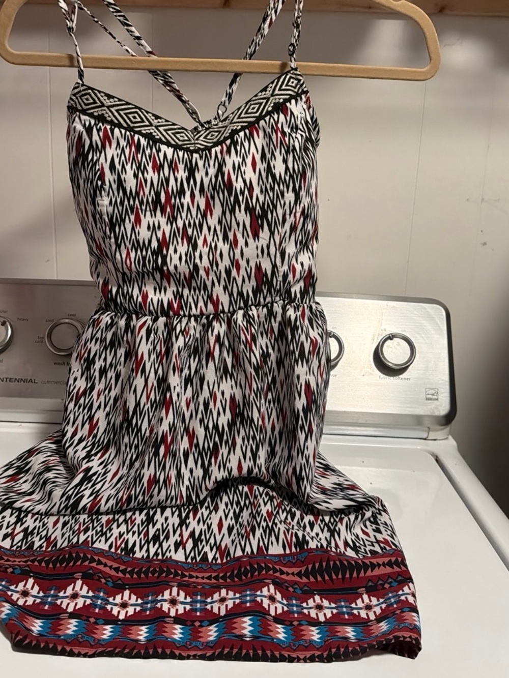 Three Hearts Black, White & Red Aztec Mini Dress